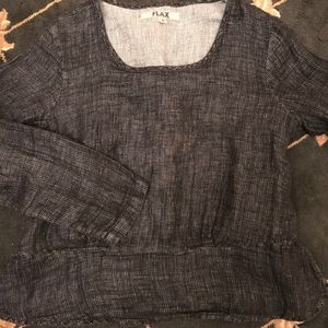 FLAX Brand Long Sleeve Peplum Top